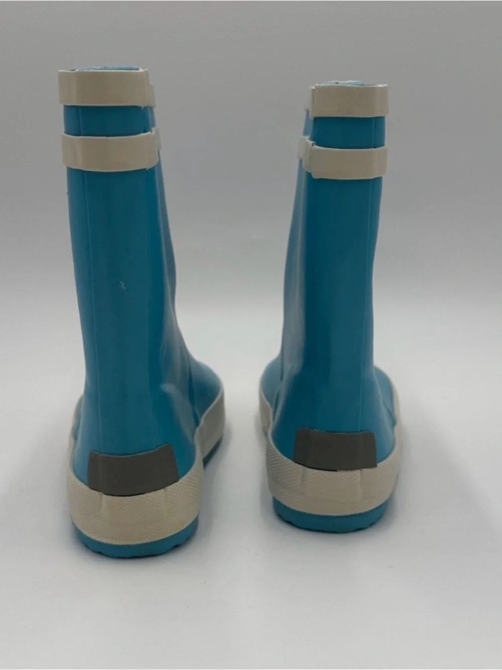 Kids Blue Rain Boots with Cream Trim Size 10